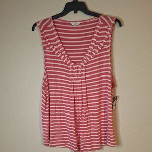 Crown & Ivy Curvy Pink Striped Sleeveless Top size 2X NWT